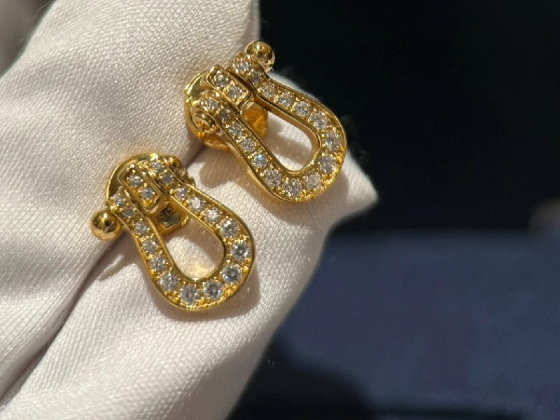 Hypoallergenic Drop Earrings for Sensitive -New Daily Versatile Horseshoe Buckle Full Diamond Medium Earrings EHSE002C37