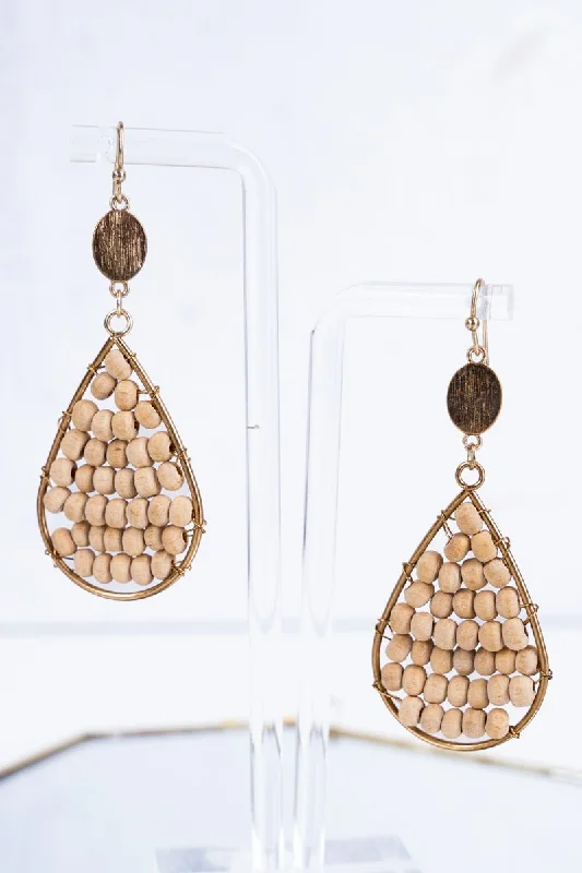 Drop Earrings with Animal Motifs -SALE! Ivory Whitecoast Wooden Bead Teardrop Earrings