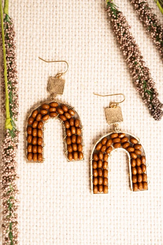 Drop Earrings for Mother's Day -SALE! Brown Westcoast Wooden Bead Arch Earrings