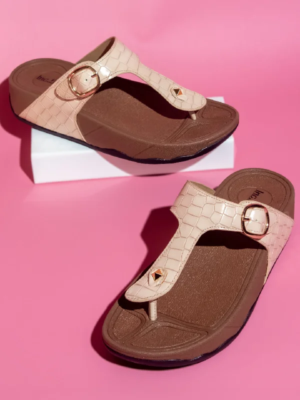 Comfortable sandals for men with velcro straps and soft material construction-Women Cream Comfort Heels With Buckles