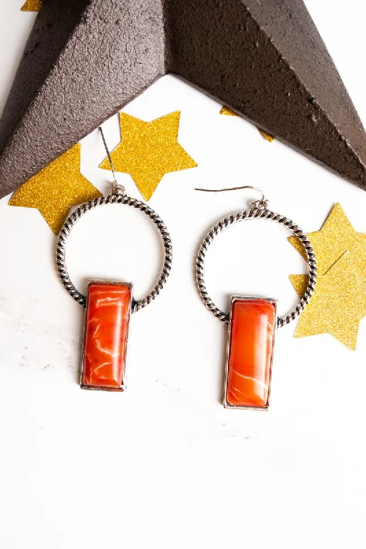 Bohemian Drop Earrings with Tassels -SALE! Orange Dorena Bridge Earrings