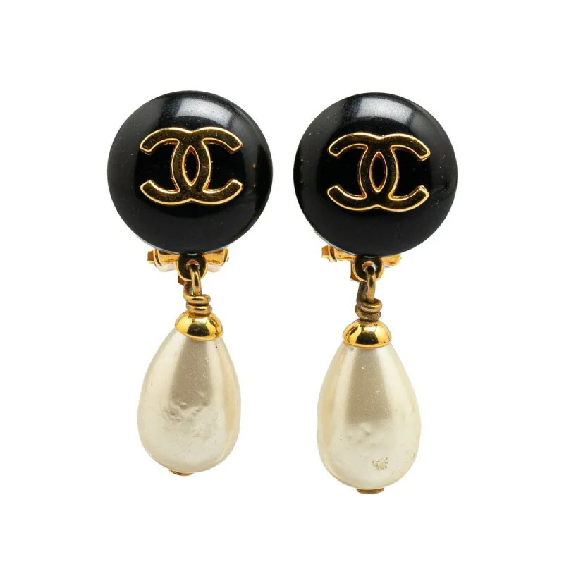 Drop Earrings for Beach Outfit -Chanel    Plating Clip Earrings (Pre-Owned)