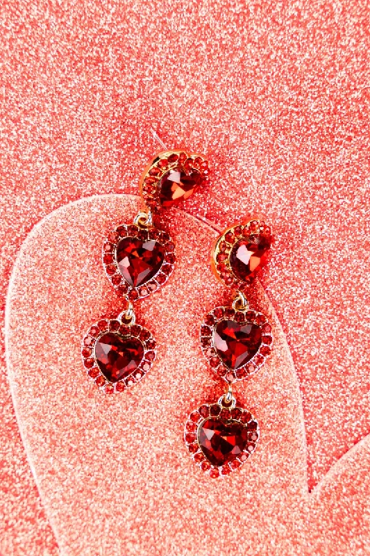 Drop Earrings with Infinity Symbols -Viola Red Heart Drop Earrings