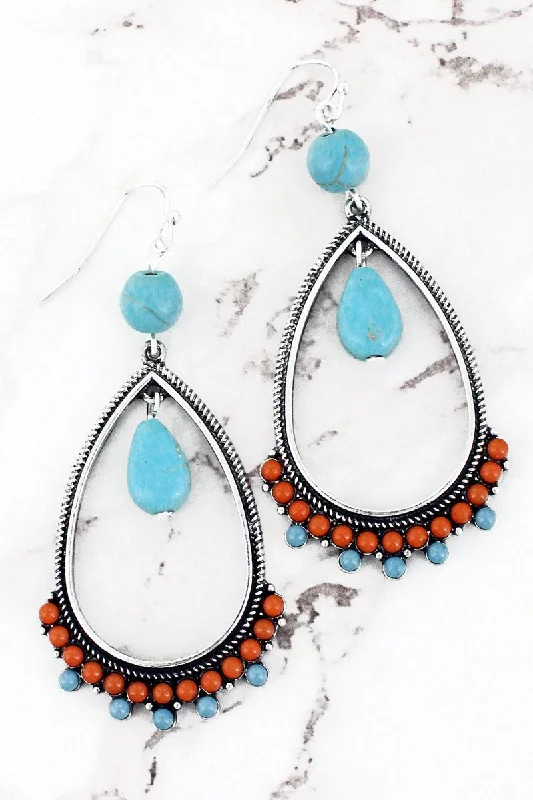 Hypoallergenic Drop Earrings for Sensitive -SALE! Turquoise Charm Tulare Teardrop Earrings