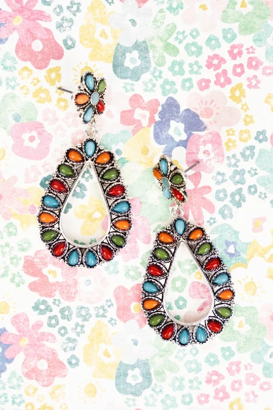 Drop Earrings with Crown Designs -SALE! Multi-Color Belmont Teardrop Earrings