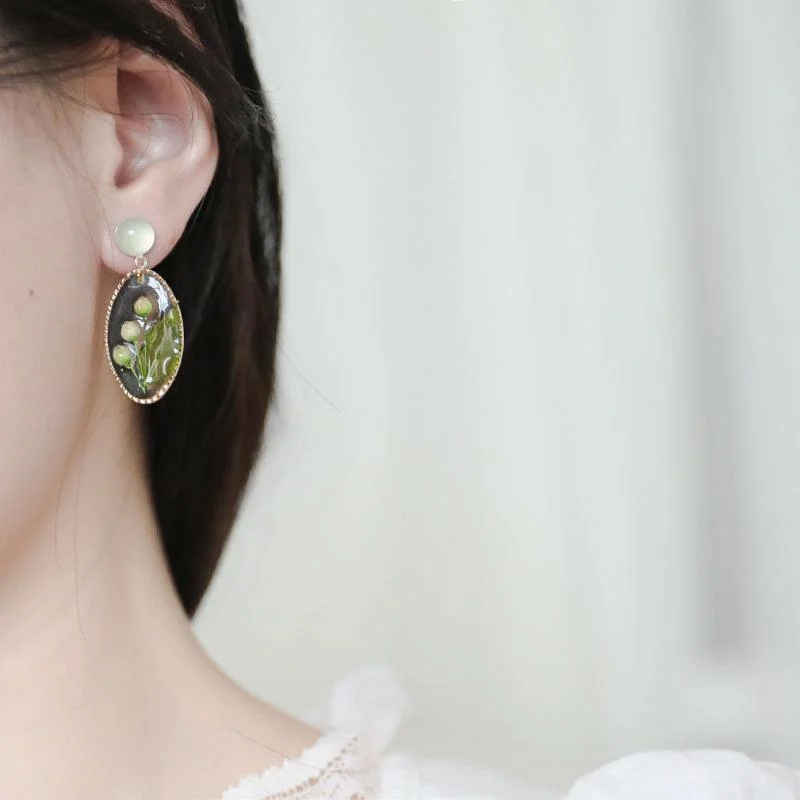 Detachable Drop Earrings with Charms -Women's Fashion Oval Picture Frame Earrings