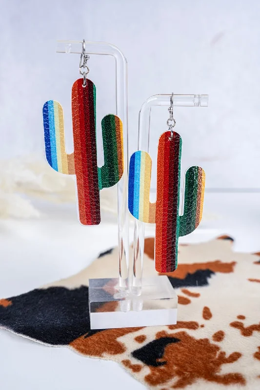 Drop Earrings for Everyday Glamour -SALE! Serape Striped Cactus Earrings