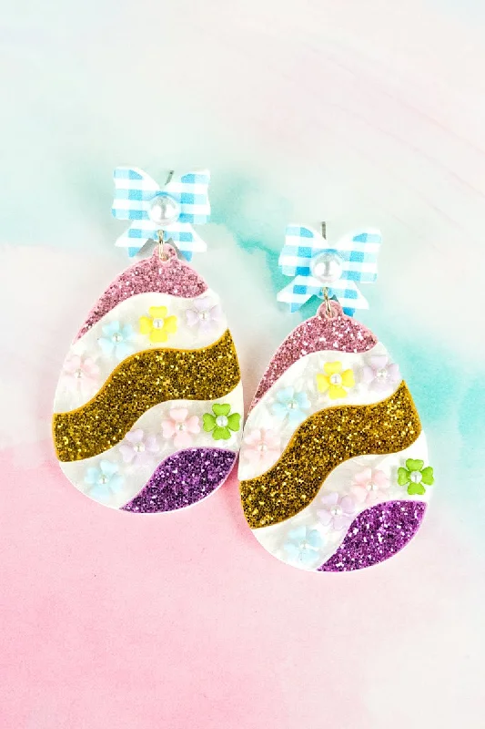 Diamond Drop Earrings for Luxury -Viola Colorful Easter Egg Acrylic Earrings