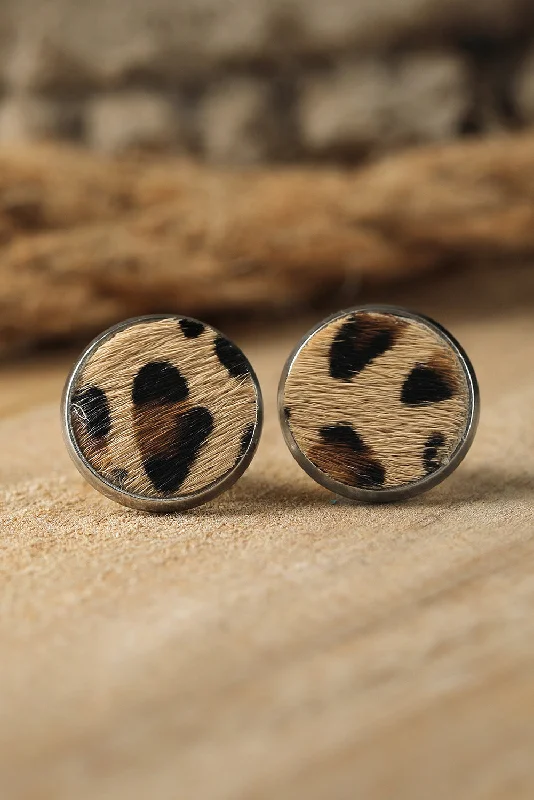 Diamond Drop Earrings for Luxury -Brown Leopard Studded Earrings