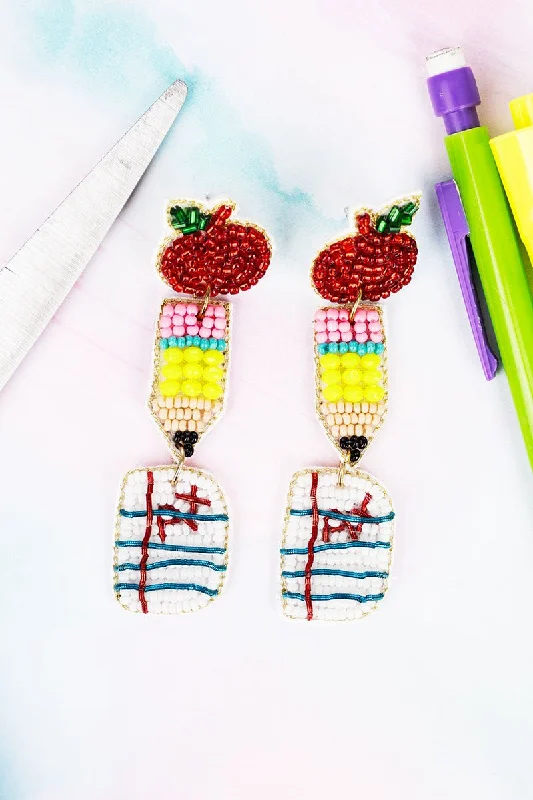 Retro Drop Earrings for Nostalgia -Grading Papers Seed Bead Earrings