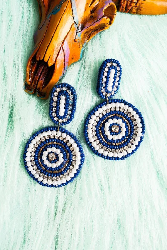 Drop Earrings with Enamel Coating -SALE! Blue Palm Bay Seed Bead Earrings