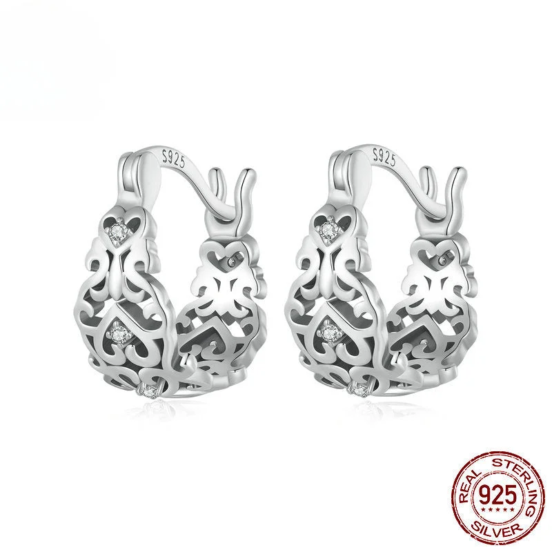 Celtic Drop Earrings with Knotwork -Wholesale 925 Sterling Silver Vintage Pattern Hollow Earrings