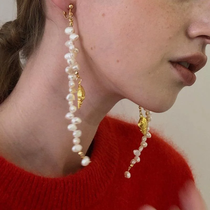 Long Drop Earrings for Dramatic -Long Natural Pearl EarringsNiche And Exquisite