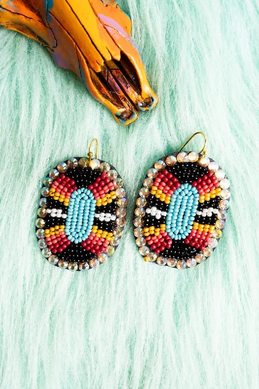 Drop Earrings for Yoga Session -SALE! Monterey Black Multi Seed Bead Earrings