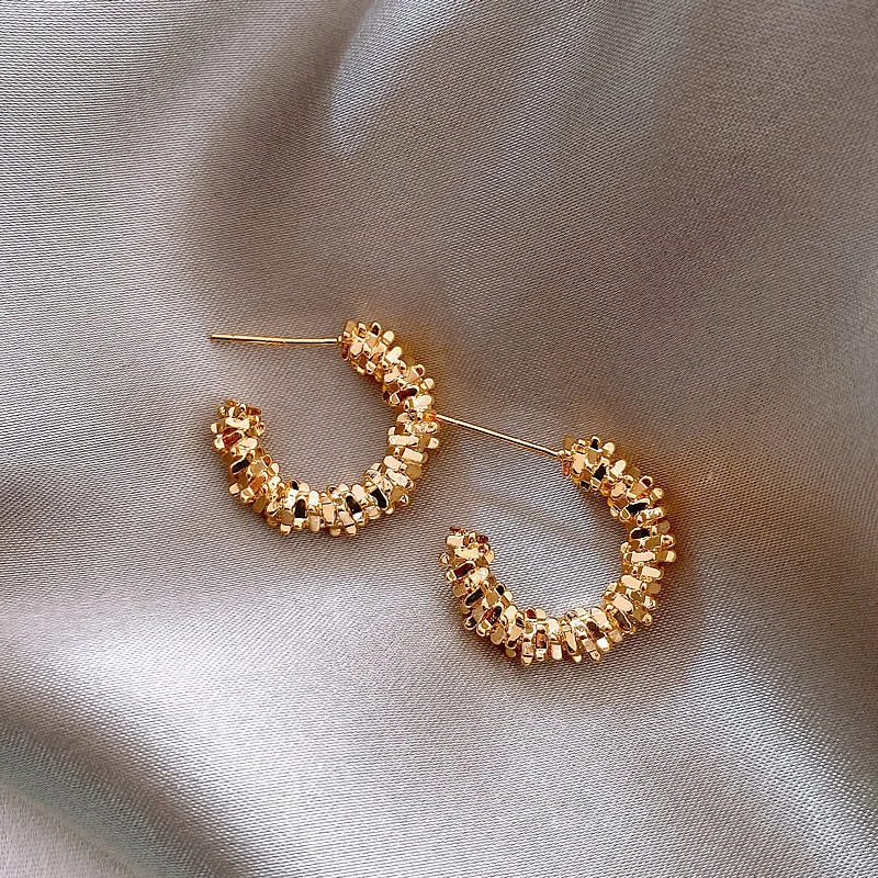 Beaded Drop Earrings for Party -Wholesale Irregular C-shaped Alloy Earrings