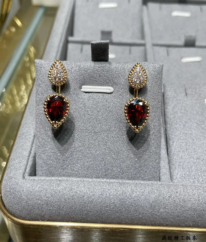 African Drop Earrings with Culture -New Light Luxury Classic Versatile Rose Garnet Earrings EH13268A62