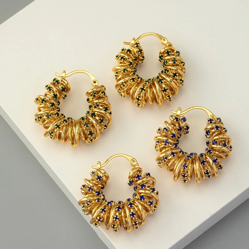 Small Drop Earrings for Delicate -Wholesale Hoop Mixed Color Crystal Rhinestone Earrings