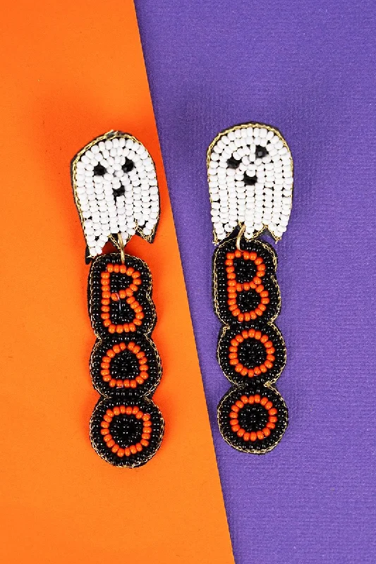 Drop Earrings for Fitness Activities -Happy Haunting! Seed Bead Earrings