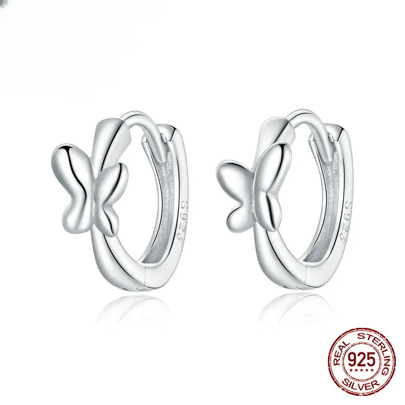 Drop Earrings with Matte Finish -Wholesale 925 Sterling Silver Butterfly Earrings