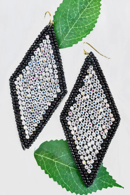 Drop Earrings for Party Look -SALE! The Regent Black Seed Bead Earrings