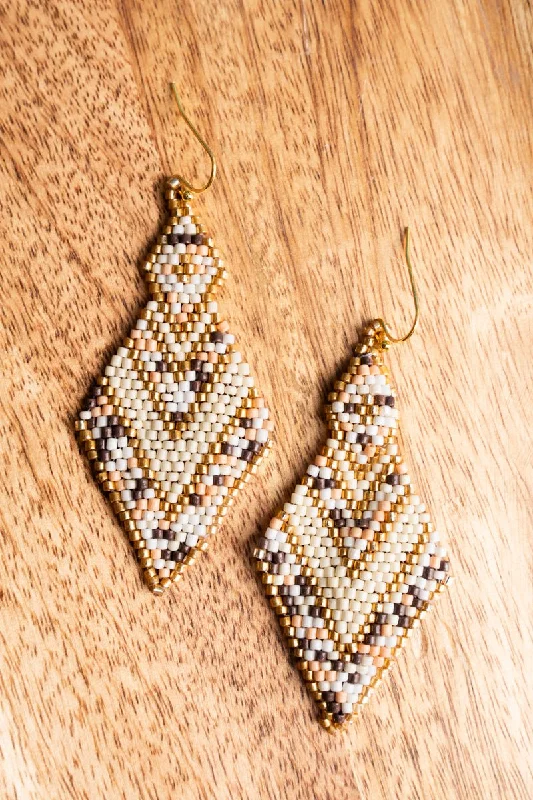 Hypoallergenic Drop Earrings for Sensitive -SALE! Shady Pines Ivory Multi Seed Bead Earrings