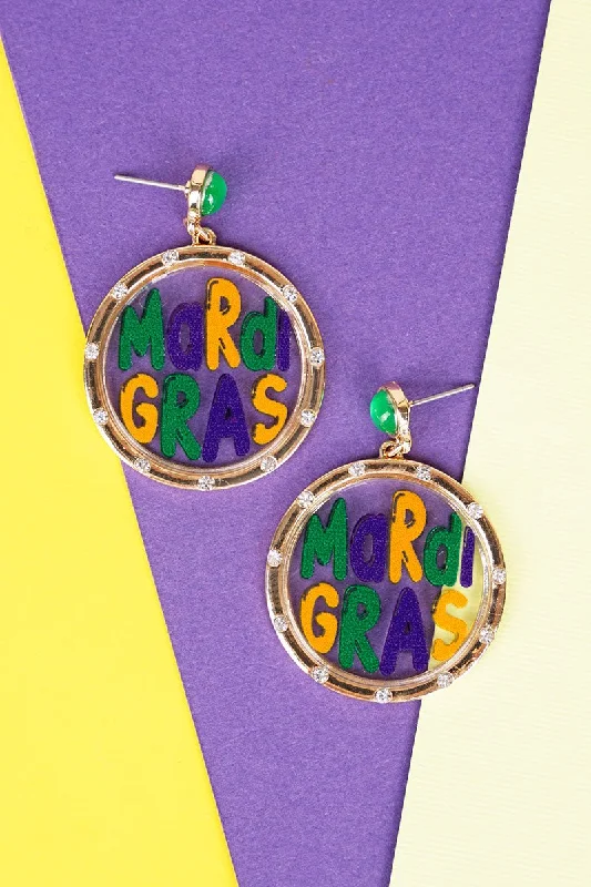 Drop Earrings for Everyday Glamour -Mardi Gras is a state of mind Goldtone Earrings