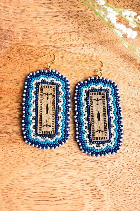 Lightweight Drop Earrings for All Day -SALE! Wolf Creek Pass Blue Multi Seed Bead Earrings