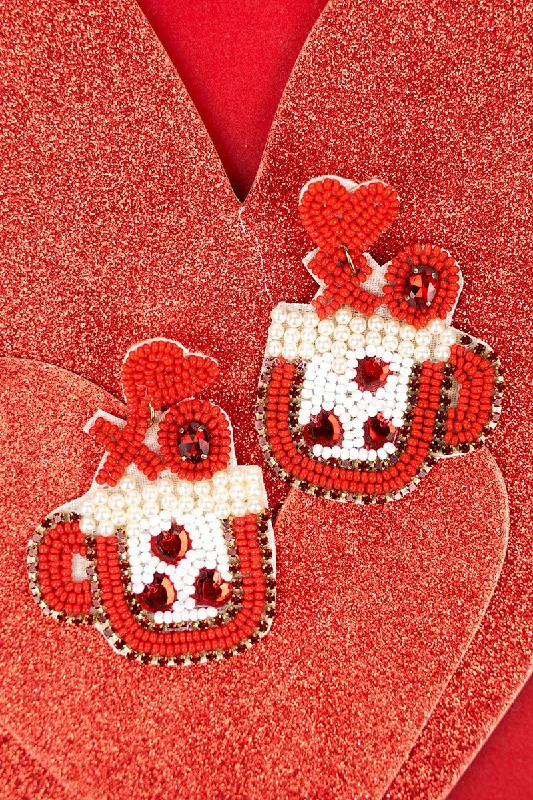 Diamond Drop Earrings for Luxury -Viola Red 'XO' Cup Of Love Earrings