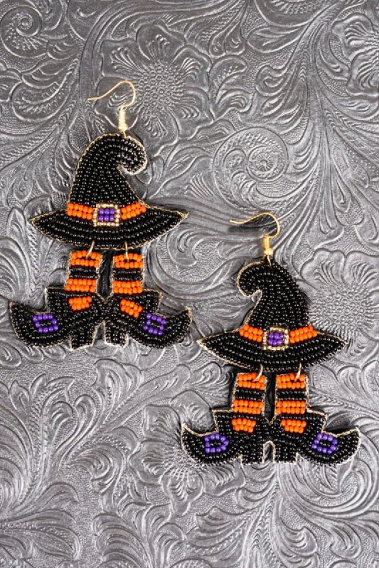 Contemporary Drop Earrings for Fashion -The Witch Is Here Seed Bead Earrings