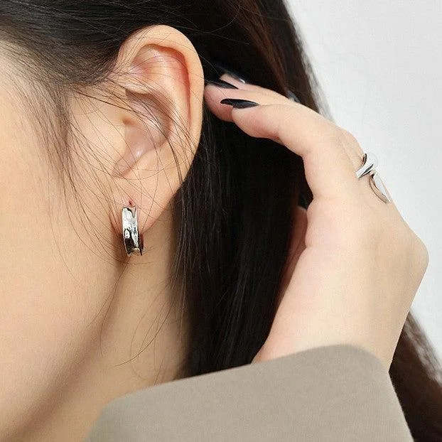 Leverback Drop Earrings for Comfort -Korean Version Of Ins Geometric Circle Smooth S925 Sterling Silver Earrings For Women