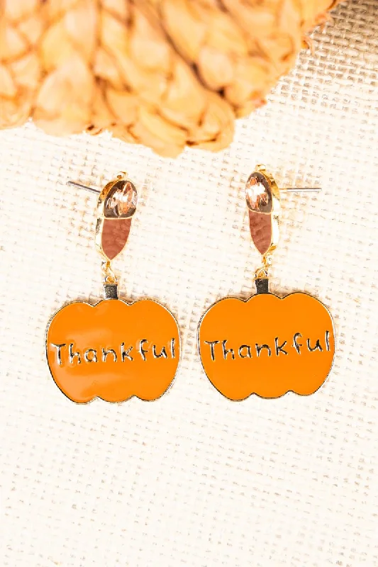 Detachable Drop Earrings with Charms -Pumpkin 'Thankful'  Earrings