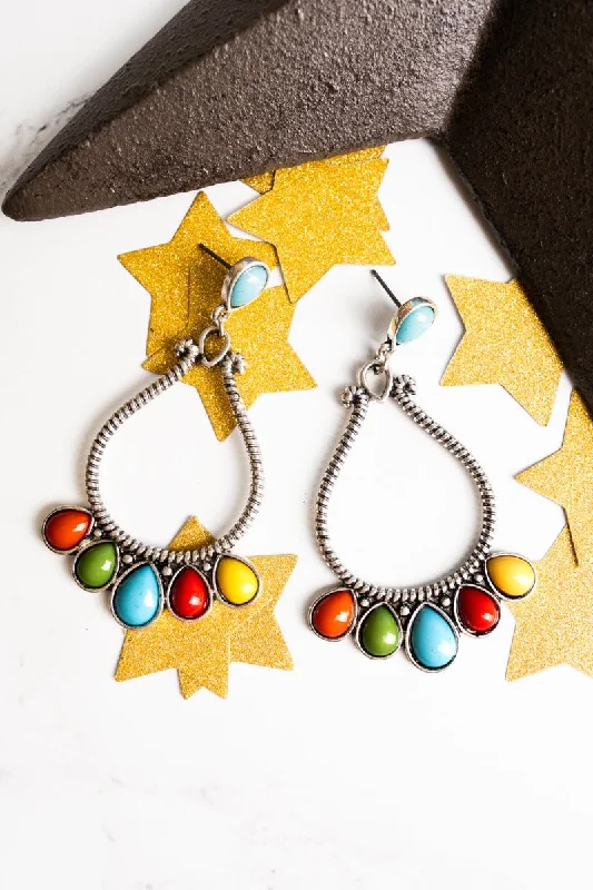 Drop Earrings for Prom Night -SALE! Crest Creek Multi-Color and Silvertone Teardrop Earrings