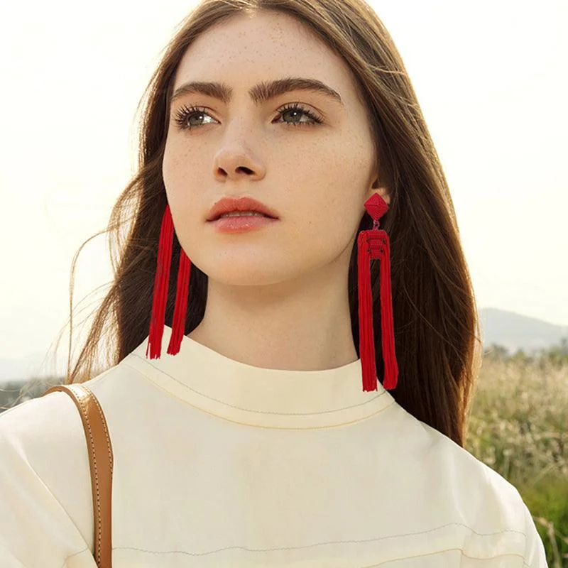 Punk Drop Earrings with Spikes -Bohemian Tassel Earrings Women's Long Vintage Temperament Accessories