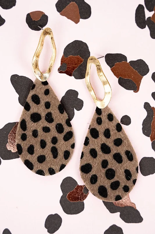 Drop Earrings with Wave Designs -SALE! Leopard Geo Teardrop Earrings