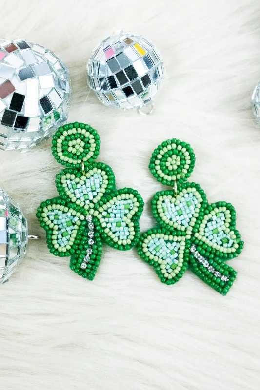 Lucky Clover Seed Bead Earrings