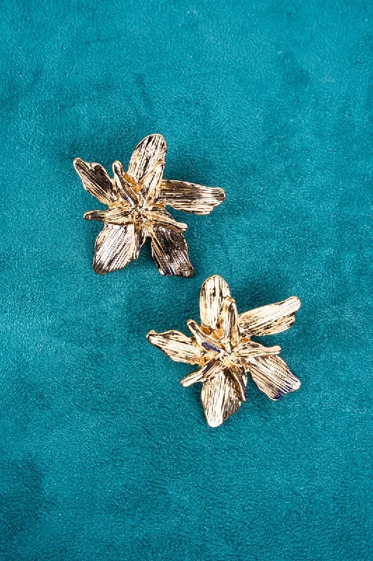 Drop Earrings with Enamel Coating -Goldtone Franchesca Flower Earrings