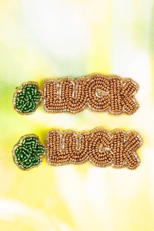 Lightweight Drop Earrings for All Day -Irish 'Luck' Gold Seed Bead Earrings