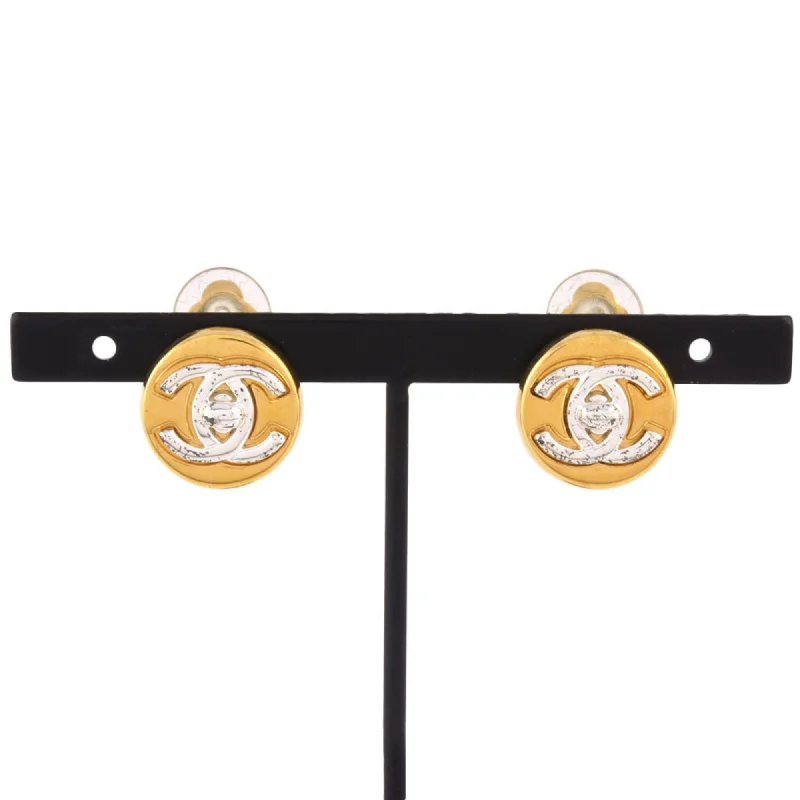 Drop Earrings with Etched Designs -Chanel    Plating Clip Earrings (Pre-Owned)