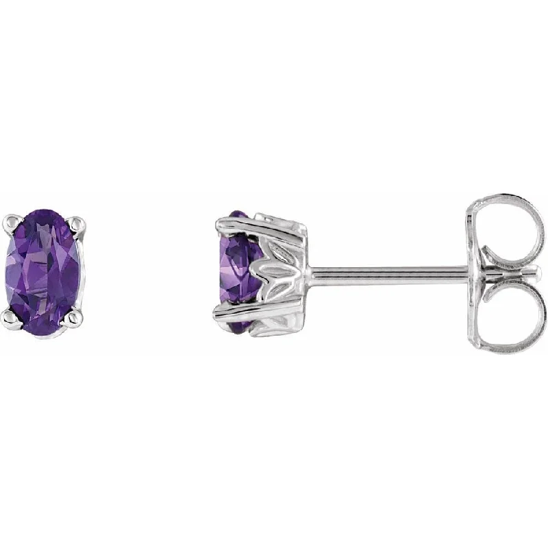 Best hoop earrings with gold for a luxurious and timeless look-14k White Gold Amethyst Stud Earring for Women