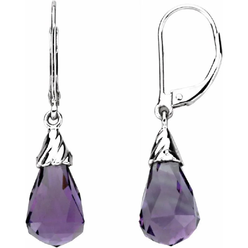 Hoop earrings with intricate designs for a unique and artistic appearance-14k White Gold Briolette Amethyst Dangle Earring for Women