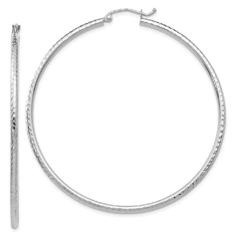 Best hoop earrings with sparkling cubic zirconia for a brilliant, budget-friendly effect-14k White Gold Diamond-cut 2mm Round Tube Hoop Earrings (L-55 mm, W-2 mm)