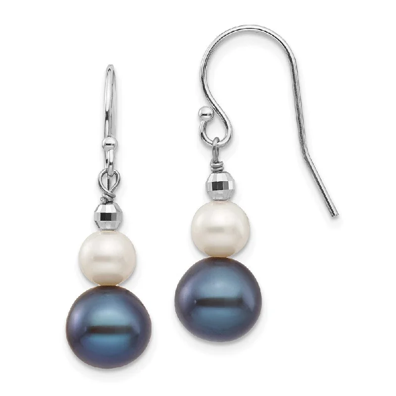 Best hoop earrings with butterfly motifs for a playful and whimsical appearance-14K White Gold Fresh Water Pearl Bead Earrings (L-29 mm, W-9 mm)