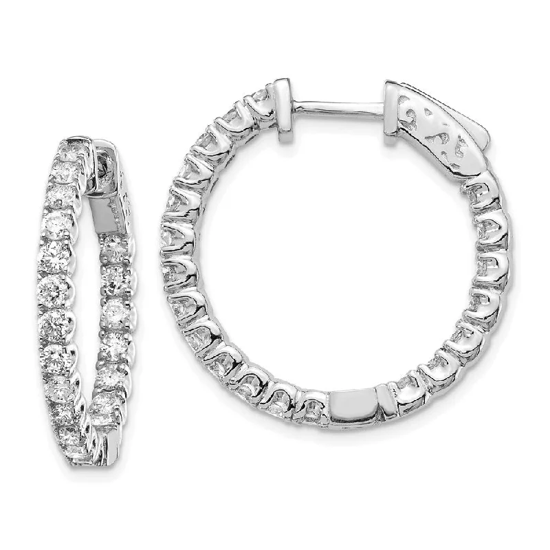 Best hoop earrings with satin ribbons for a soft, feminine appearance-14k White Gold Lab Grown Diamond Hoop Earrings ( Clarity- SI1-SI2, Color- G-H)