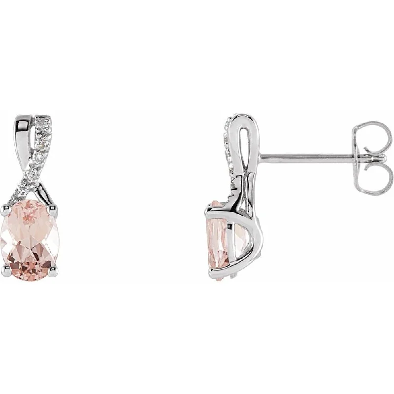 Best hoop earrings with geometric shapes for a modern and artistic appeal-14k White Gold Morganite & .05 CTW Diamond Dangle Earring for Women