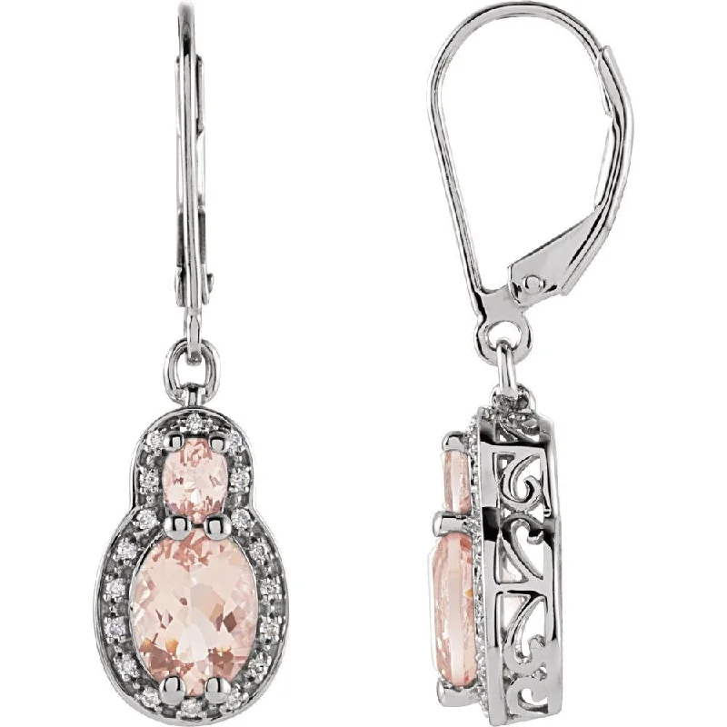 Best hoop earrings with Swarovski crystals for added sparkle and luxury-14k White Gold Morganite & 1/6 CTW Diamond Dangle Earring for Women