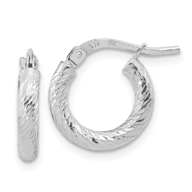 Best hoop earrings with minimalist designs for a clean and modern aesthetic-14k White Gold Polished Diamond-cut 2.4mm Hoop Earrings