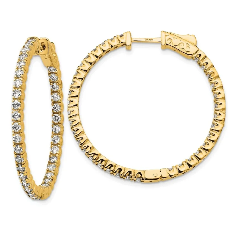 Hoop earrings with snake print designs for an edgy, wild appearance-14k Yellow Gold True Origin Lab-Grown Diamond Hoop Earrings, VS/E- 1.96 cttw (L-28 mm, W-28 mm)