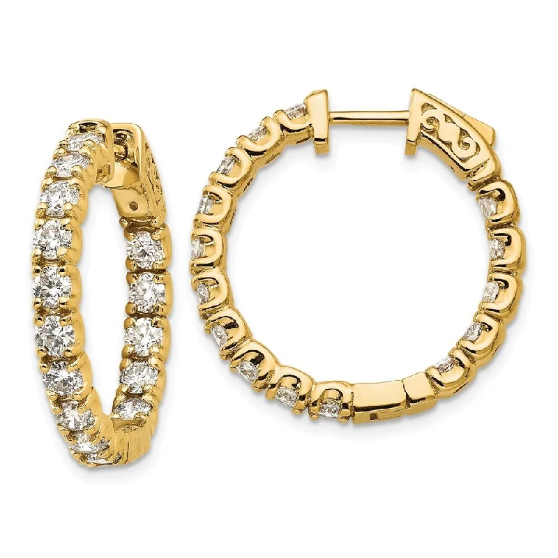 Hoop earrings with tortoiseshell designs for a chic and classic style-14k Yellow Gold True Origin Lab-Grown Diamond Hoop Earrings, VS/E- 2.79 cttw (L-15 mm, W-15 mm)