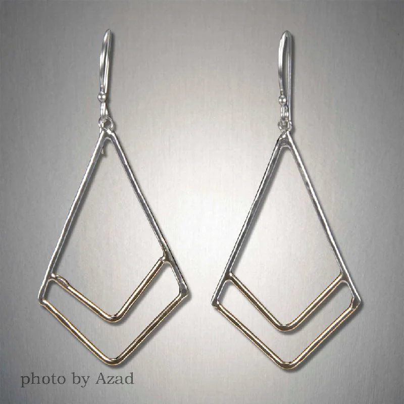 Best hoop earrings with textured silver for a rustic and organic finish-2063 - Dangling Kites - Mixed Metal