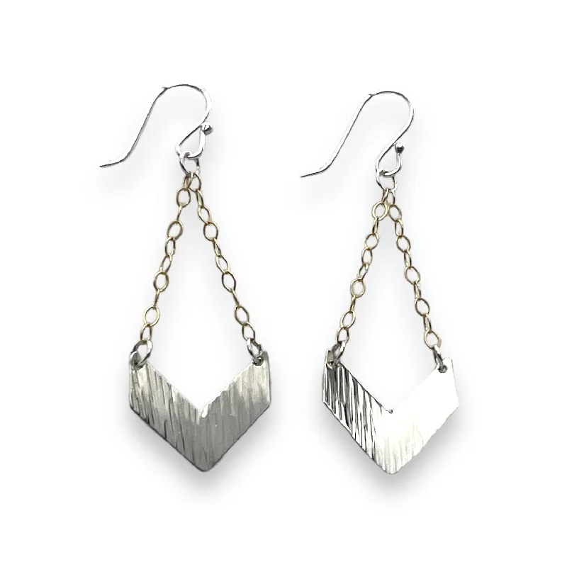 Hoop earrings with a matte finish for a sleek and sophisticated appearance-2074 - Swinging Chevron